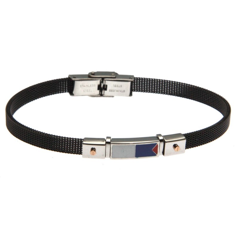 bracciale uomo con bandiere maglia milano in acciaio