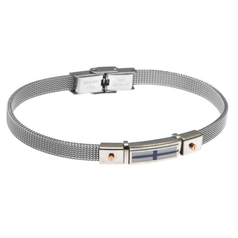 bracciale uomo con bandiere maglia milano in acciaio