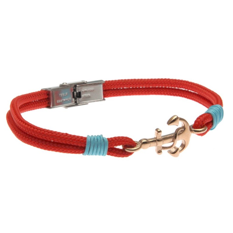 bracciale uomo con ancora e cordoncino colorato