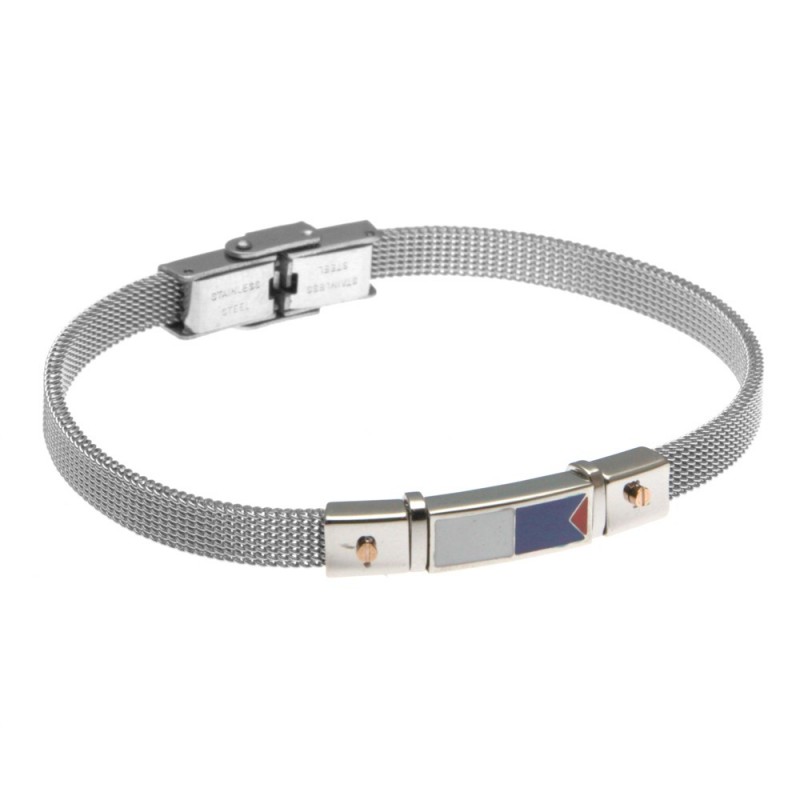 bracciale uomo con bandiere maglia milano in acciaio