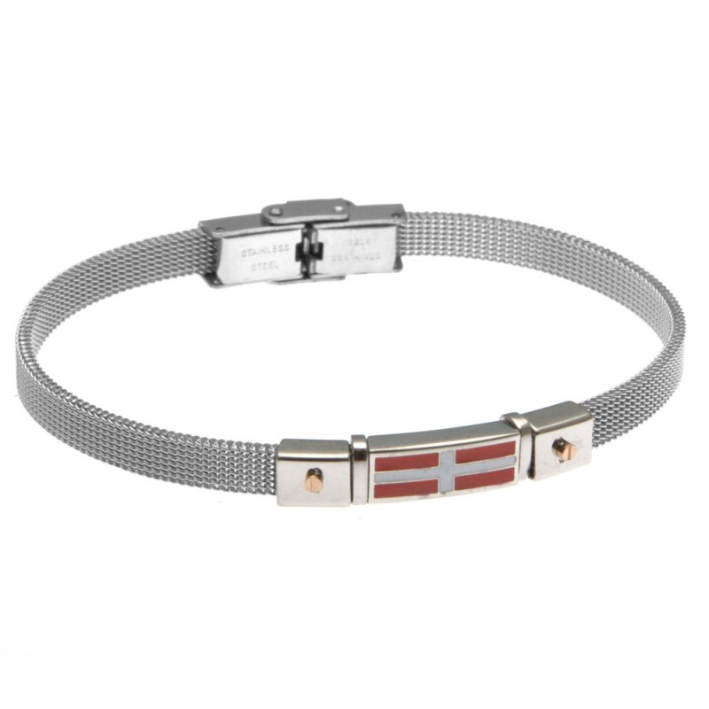 bracciale uomo con bandiere maglia milano in acciaio